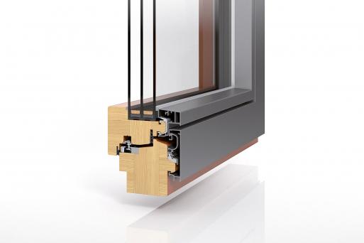 Holz-Aluminium-Fenster Profil PaXoptima 92 flächenbündig mit 3-fach Verglasung