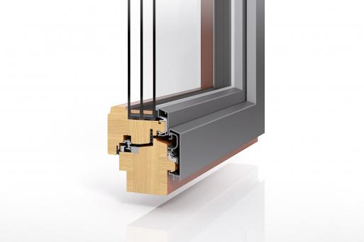 Holz-Aluminium-Fenster Profil PaXoptima 92 flächenversetzt mit 3-fach Verglasung