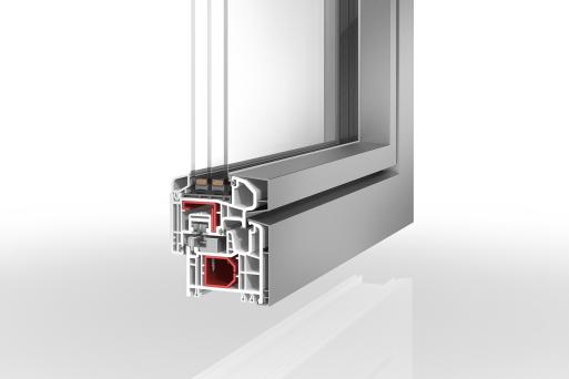Kunststoff-Aluminium-Fenster Profil PaXabsolut Alublend 74 flächenbündig mit 3-fach Verglasung