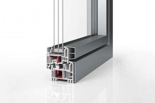 Kunststoff-Aluminium-Fenster Profil PaXabsolut Neo Alublend 83 flächenbündig mit 3-fach Verglasung