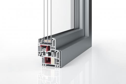 Kunststoff-Aluminium-Fenster Profil PaXabsolut Neotherm Alublend 83 flächenversetzt mit 3-fach Verglasung