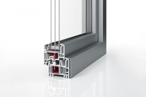 Kunststoff-Aluminium-Fenster Profil PaXabsolut Neo Alublend 83 flächenversetzt mit 3-fach Verglasung